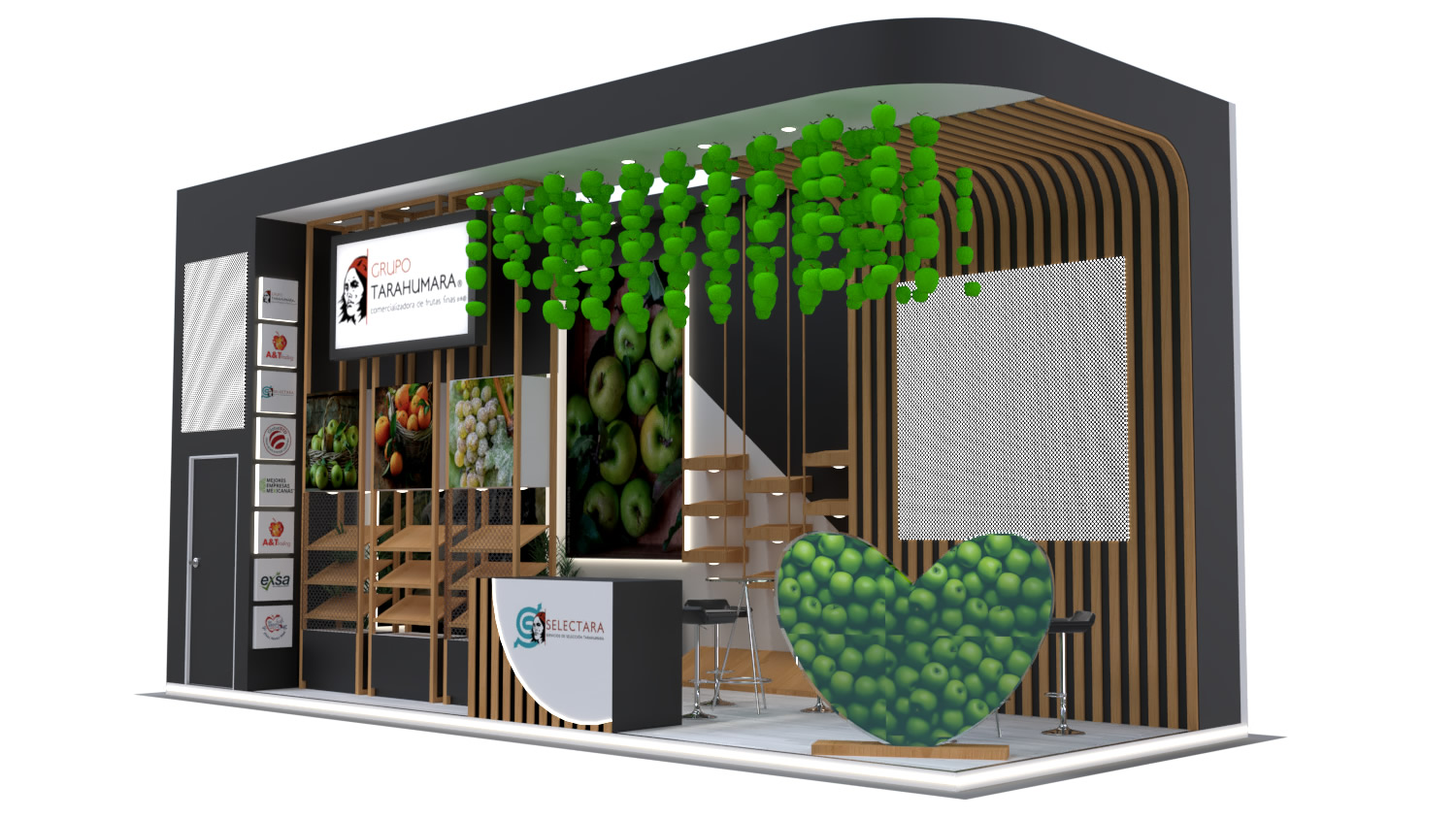 Visualización 3D de stand — Clover